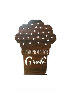 Wooden 'Hand Picked For Gram' Floral Display - Dark Brown
